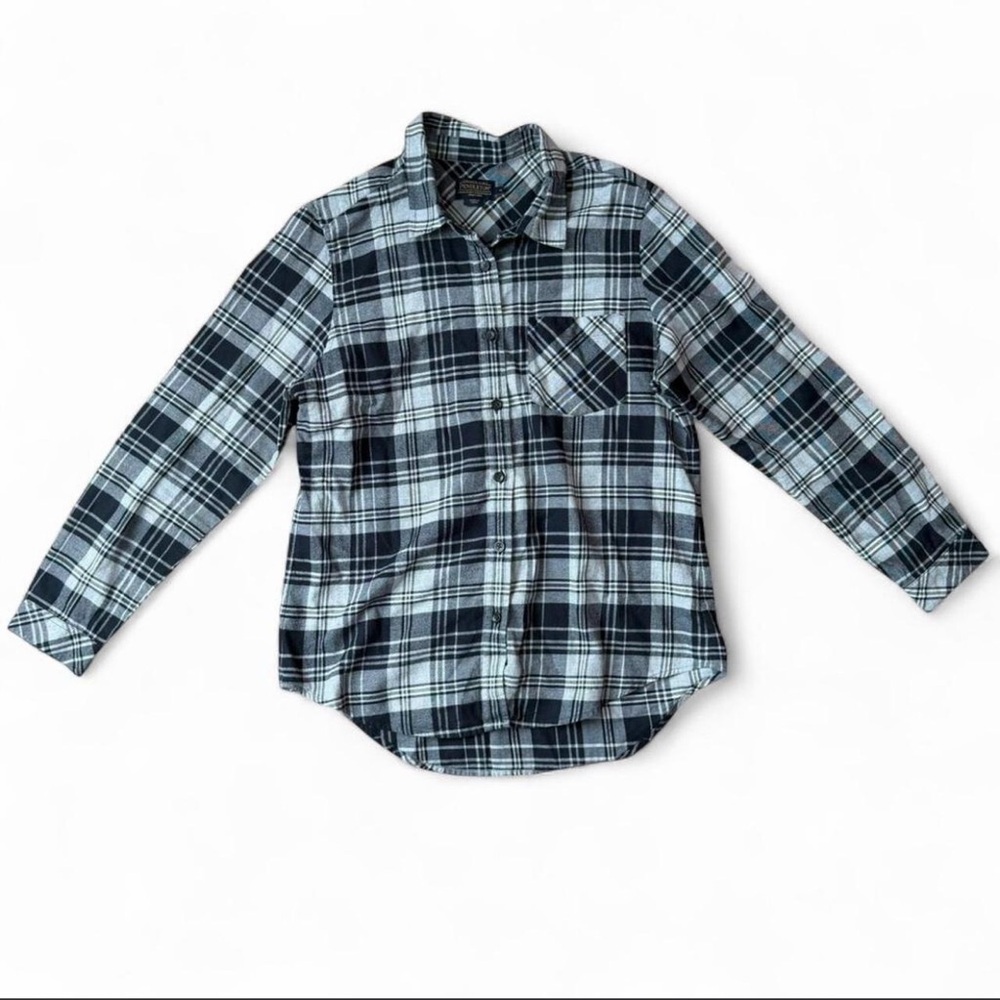 Pendleton Black & Grey Button Down Flannel Shirt … - image 1